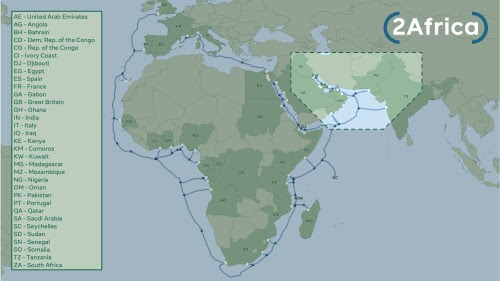 2Africa extended to the Arabian Gulf, Pakistan and India