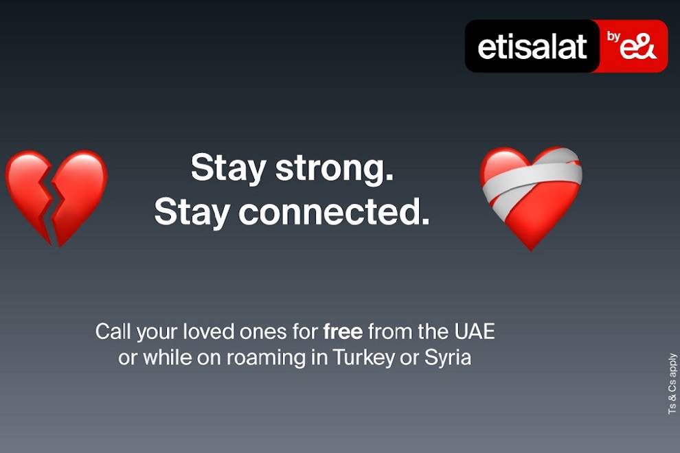 etisalat by e& in UAE provides free calls to Syria and Turkey to support communities affected by the earthquake